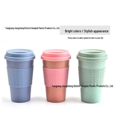 European Wheat Straw Fiber Silicone Coffee Mug with Lid