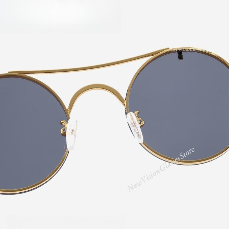 Retro Punk Round Sunglasses For Men Women Fashion Double Bridge Multi Color UV Protection Driving Travel