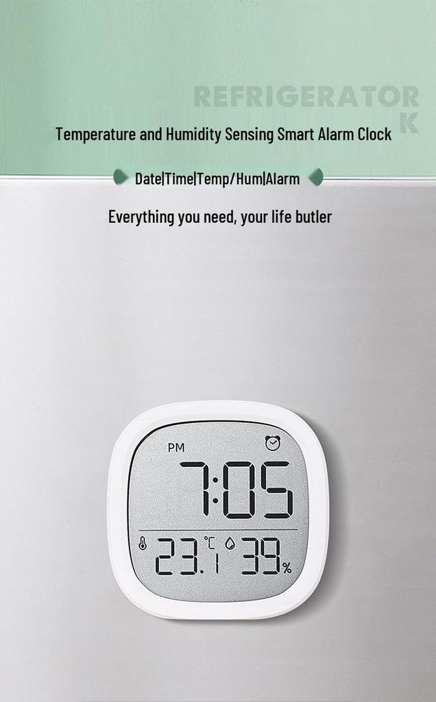 Multifunctional Slim LCD Clock with Temperature, Humidity, Magnetic Alarm