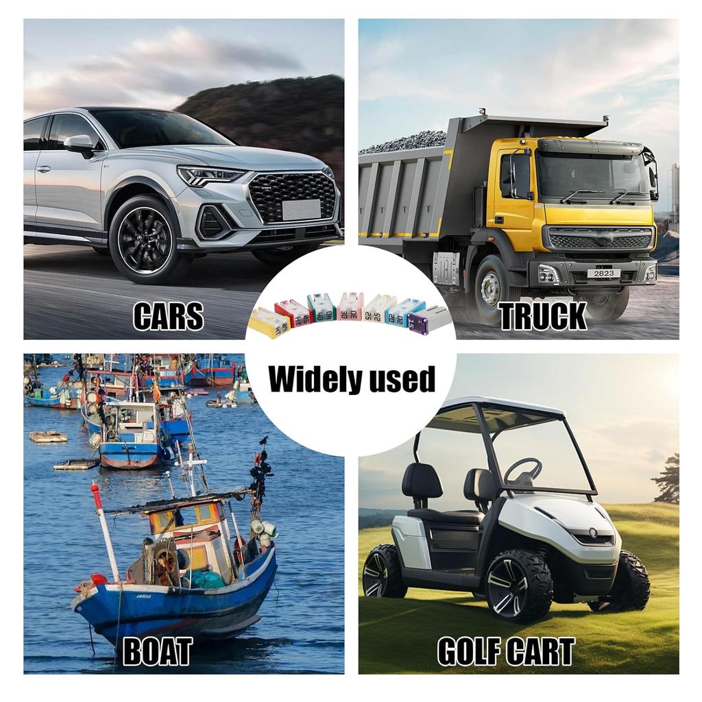 14Pcs Mini Slotted Automotive MCASE Shaped Cartridge Fuse Kit 15A 20A 25A 30A 40A 50A 60A 32V, Mini Shaped Cartridge Fuse Kit, Micro Cartridge Fuses,