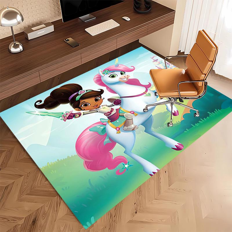 1pc Nella the Princess Knight Print Area Rug - Soft, Washable Non-Slip Indoor Mat, Living Room, Home Office Decorative Rug,Office Decorative