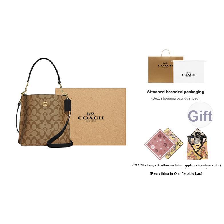 Coach Borsa Secchiello Mollie con Chiusura a Bottone a Pressione e Scomparto Centrale con Zip Borsa a Spalla da Donna Kaki Nero CA582-IMCBI