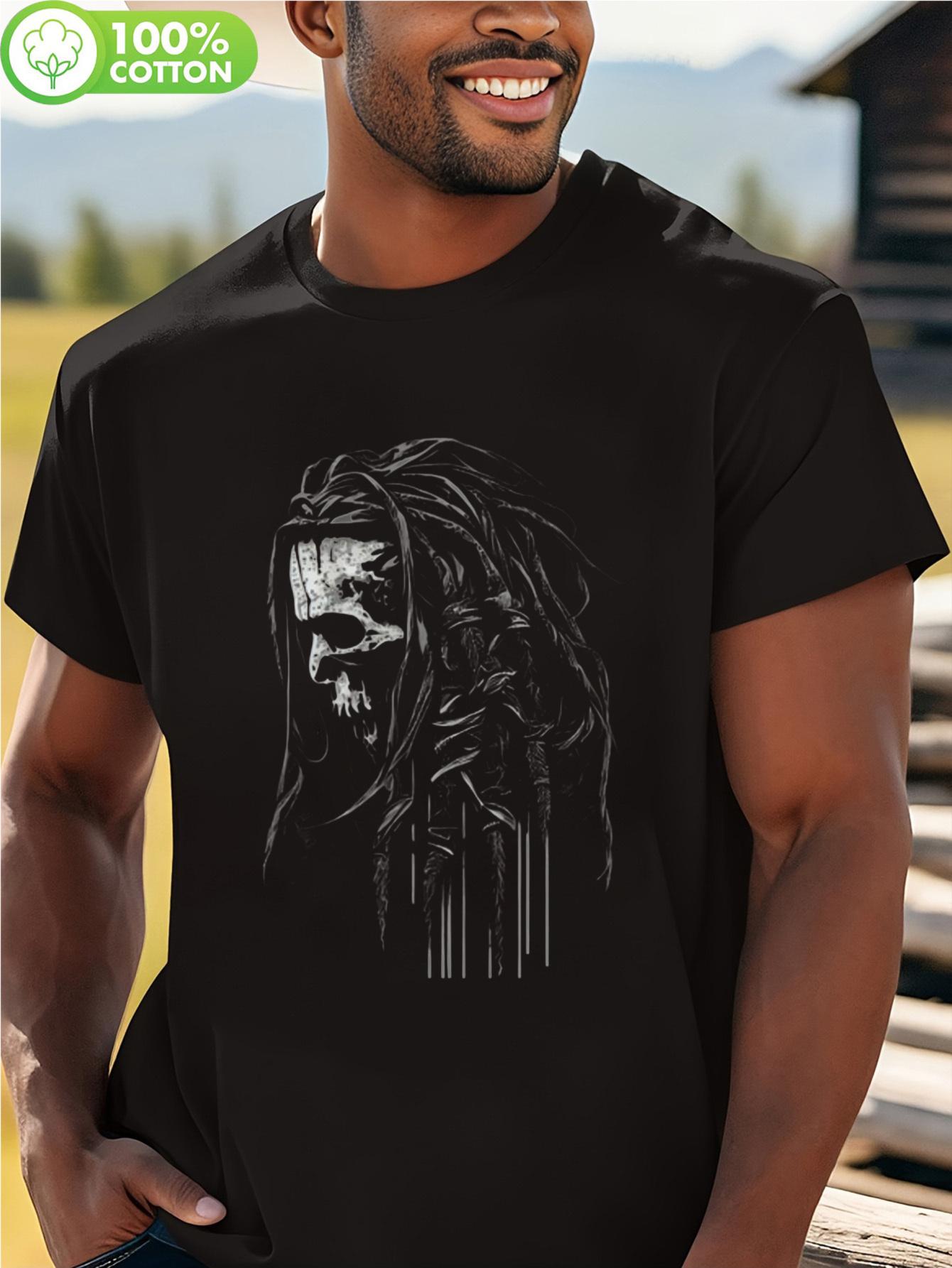 

LocalReggae Rastafarian Skull Graphic T-shirt - 100% Cotton Regular Fit Casual Tee with Dreadlock Design for Outdoor L