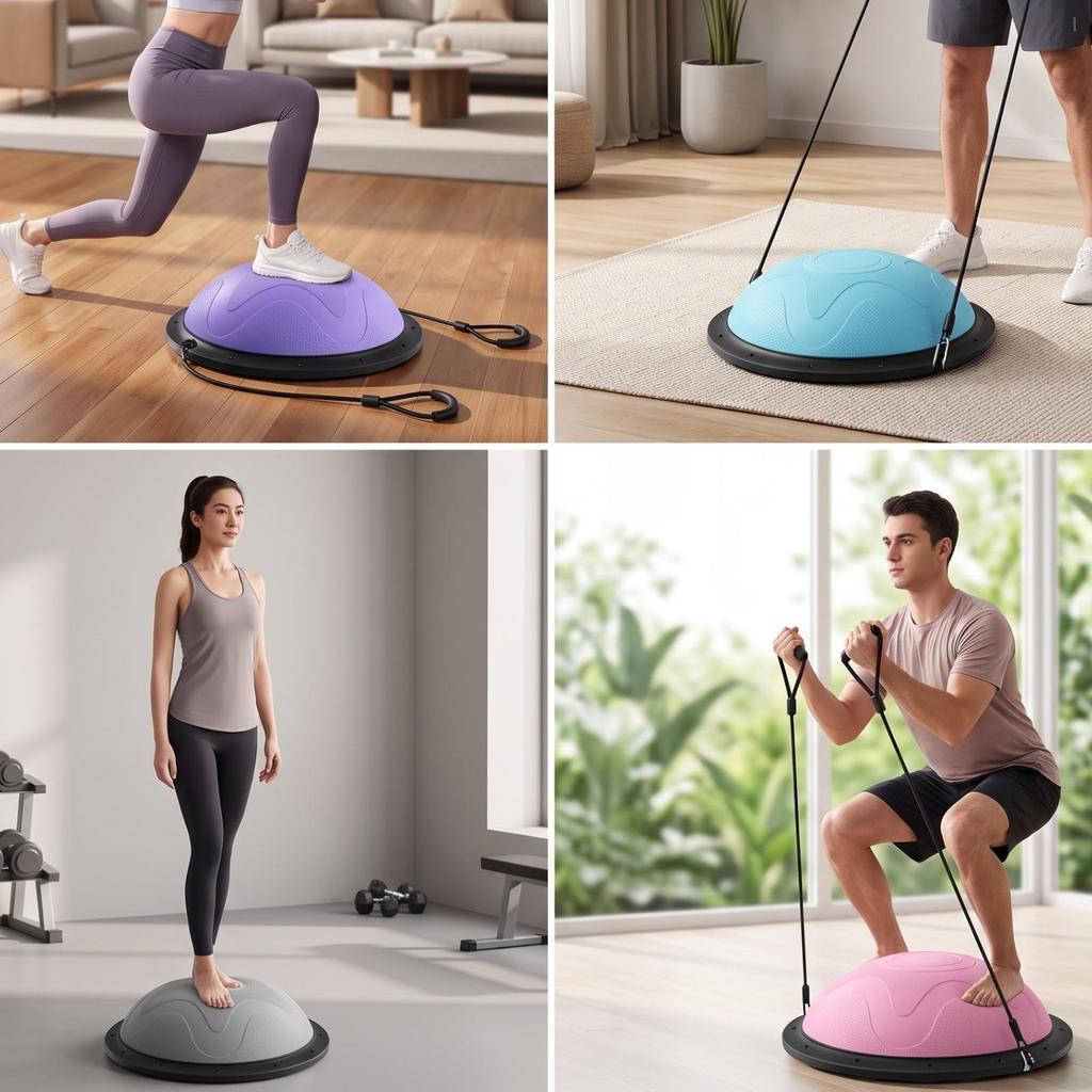Half-Dome Balance Ball Textured with Resistance Rope Stability Dome