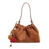 2025 niche suede handbag bag women's Korean pleated fashion retro shoulder messenger bag trendy dumpling bag