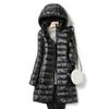 Women's Plus Size Mid‑Length Hooded Down Jacket Lightweight White Duck Down Puffer Coat Outerwear