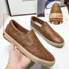 Men's White Casual Slip-On Leather Shoes – Elastic, Low-Top, Lightweight Rubber Flats for All Seasons.