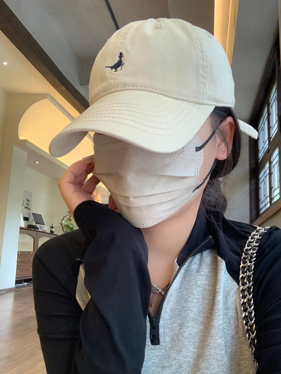 

Baseball Retro Cap Soft Embroidered Design Sun Hat For Adults Protection Uv бежевый