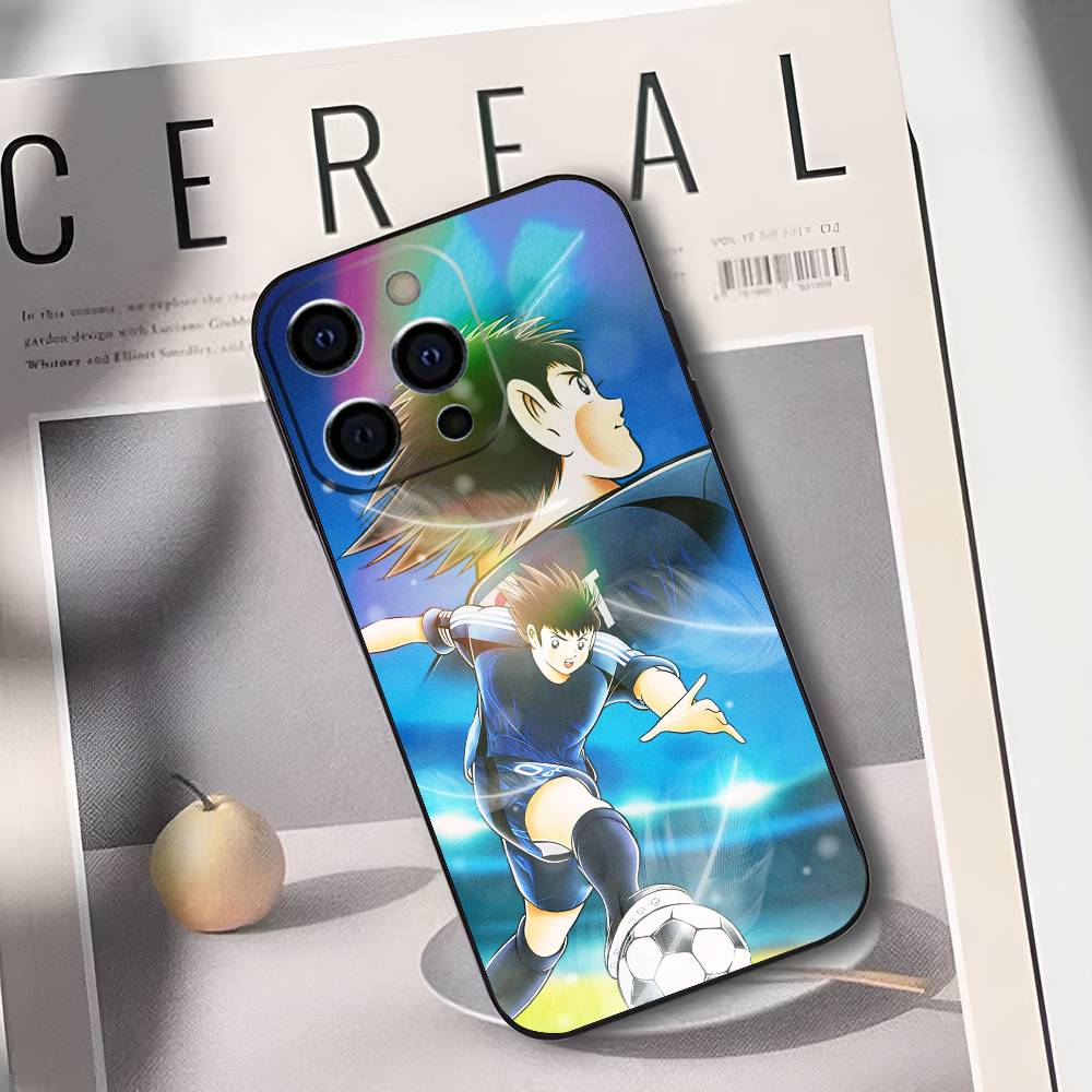 Anime C-Captain T-Tsubasa Phone Case For iPhone 17,16,15,14,13,12,11 Plus,Pro Max,XS,Soft Silicone Black Cover iPhone16plus