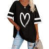 Summer Heart-Shaped 3D Print T-shirt Women Streetwear Casual T Shirts Y2k Tops Woman Harajuku V-Neck Tees Oversized Clothing