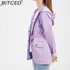 BITCED Autumn/Winter Detachable Hood Trench Coat Plus Size Women's Raincoat