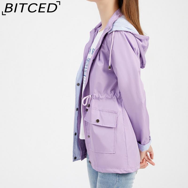 BITCED Autumn/Winter Detachable Hood Trench Coat Plus Size Women's Raincoat