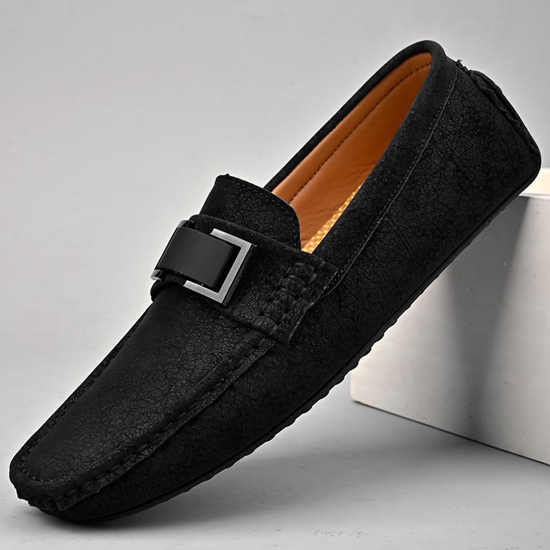 Brand Genuine Leather Men Casual Shoe Luxury Mens Loafers Moccasins Breathable Slip On Versatile Design Driving Shoes Summer