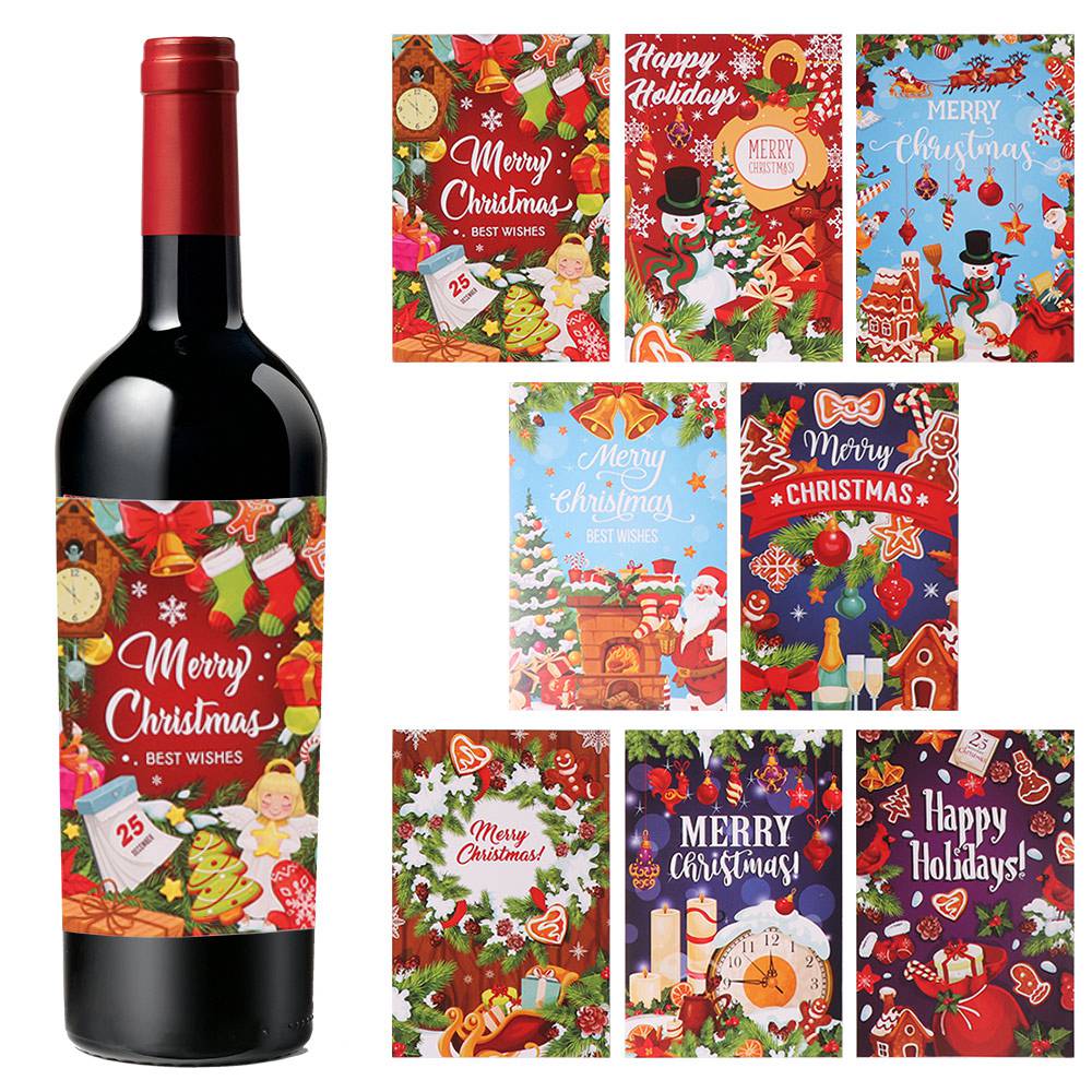 Snow Man Christmas Wine Bottle Sticker Wine Bottle Cover  Christmas Party Decor