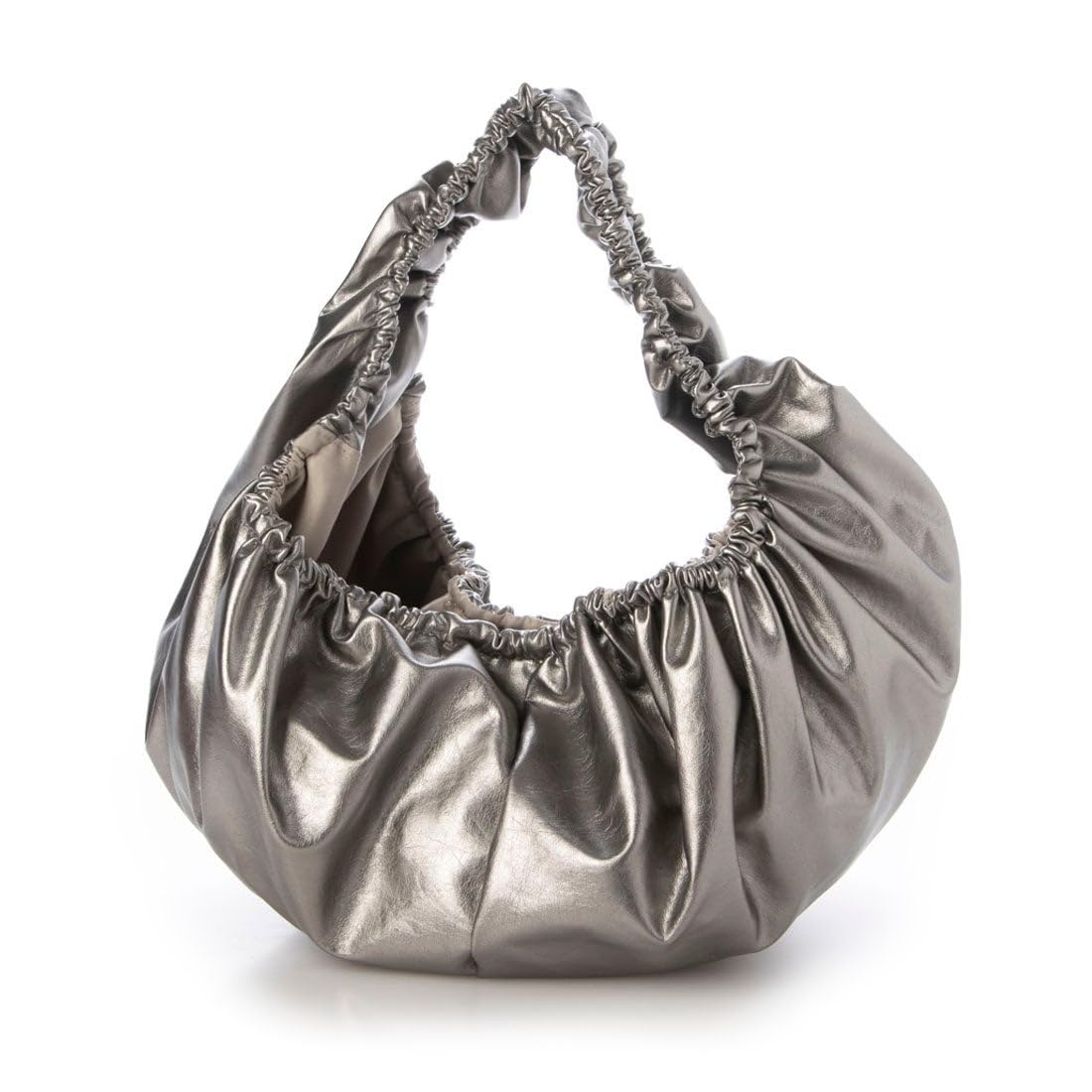 Сумка на плечо Kashkash Складки Круглая 10-00-01720 Женская Серебристая