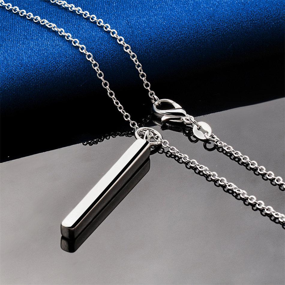 925 Sterling Silver 16-30 Inch Exquisite Long Cylindrical Pendant Necklace for Women's Fashion Wedding Accessories Jewelry
