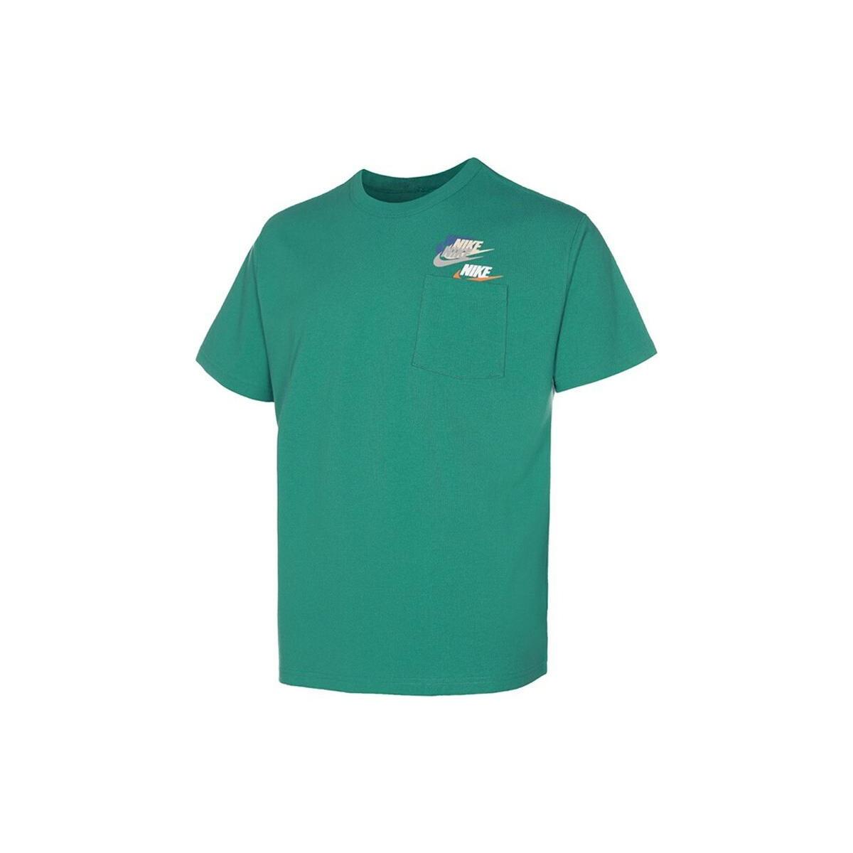 Men s Nike Logo Pattern Round Neck Short Sleeve Green T-Shirt DV3316-350 XL
