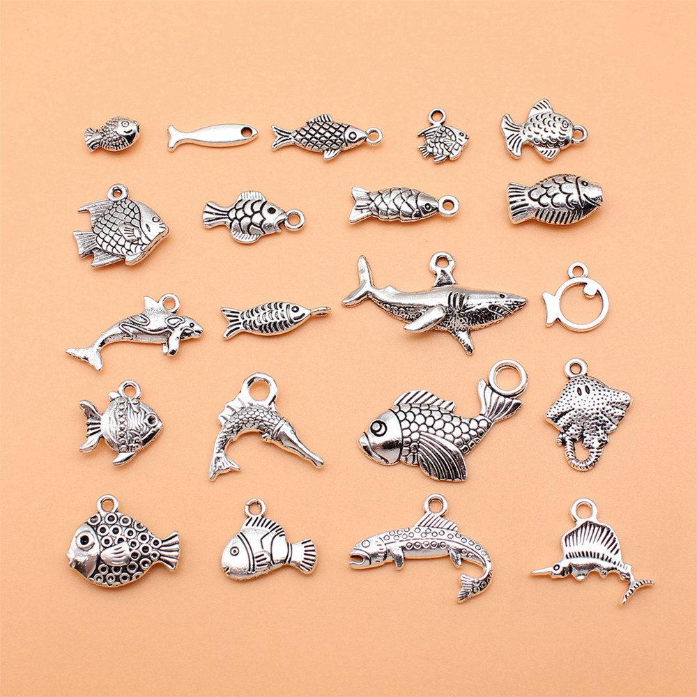 Dolphin Charms 1 Sets Mix Animal Pendants For Ocean Themed Jewelry Making Mix Set