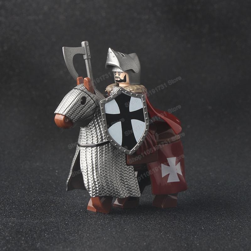 Medieval Knight Serie Figures Building Blocks Warrior Soldiers Guards Lion Heart Hospital Teutonic Knight Battle Pastor Kid Gift