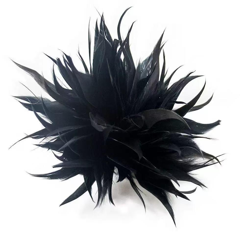 

Vintage 8-10cm Large Feather Flower Feather Handmade Artificial Flower Brooch DIY Feather Corsage Brooches Wedding чёрный