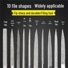 Diamond-Coated Assorted Woodworking and Metal Files Set: Flat, Half-Round, Triangular Shaping Tools