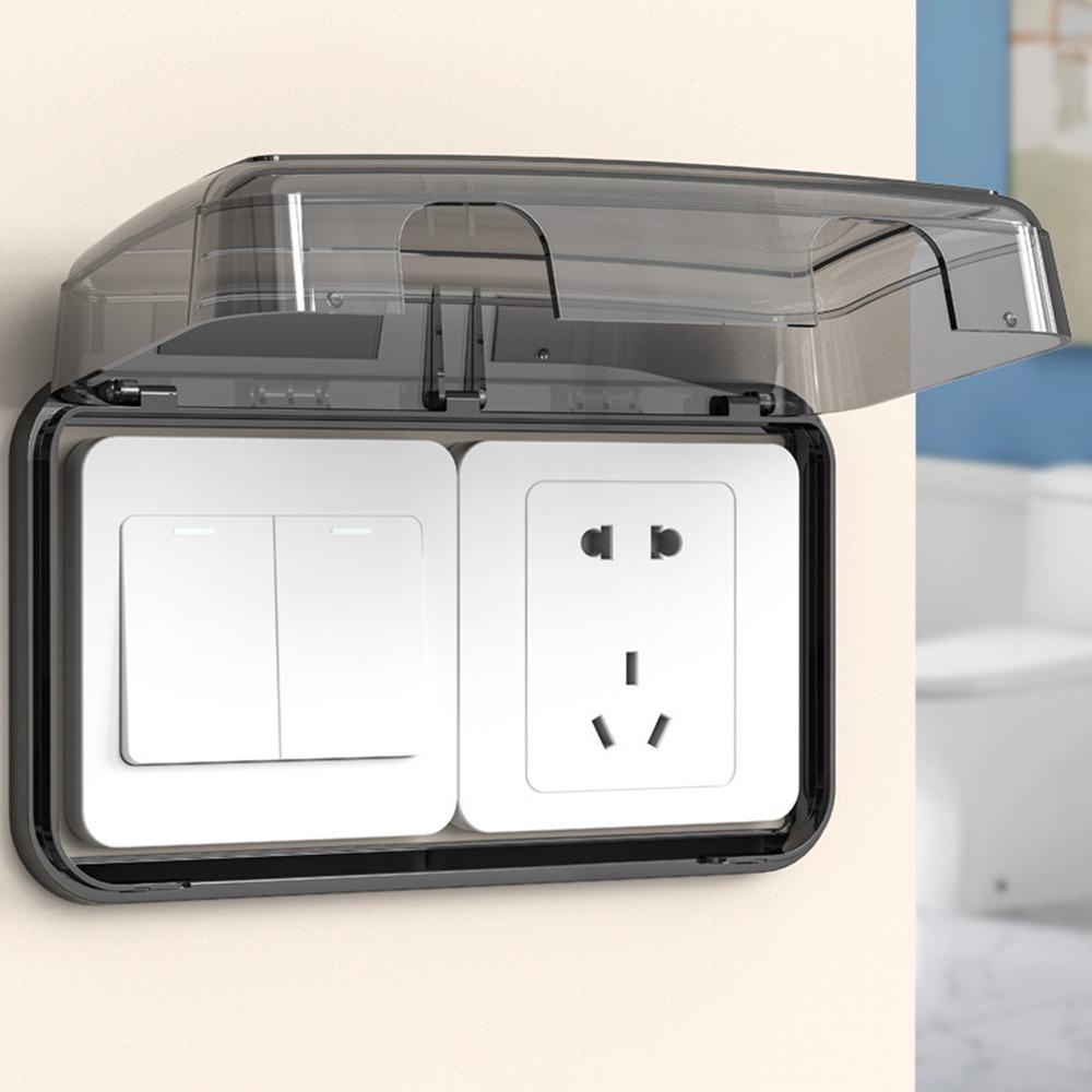 Durable 86 Type Switch Protective Cover Self-Adhesive Splash-Proof Electric Plug Cover Power Outlet Waterproof Plug Box for Home