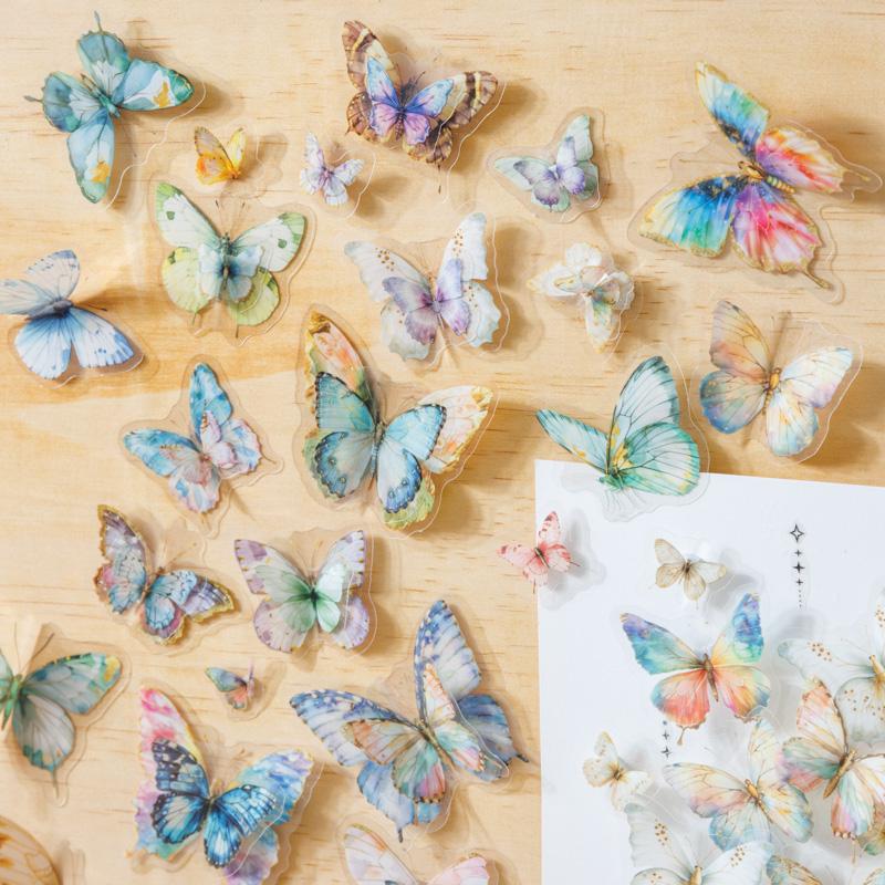 50pcs Butterfly Stickers pack Junk Journal Planner Collage Aesthetics Decoration Scrapbooking Supplies School Stationery Sticker