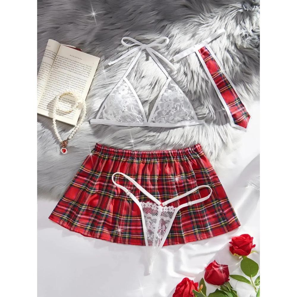 Erotic Sexy Student Uniform Bra And Panty Set Underwear Transparent Bra Exotic Sets Sexy Thong Woman Porn Lingerie Women Set