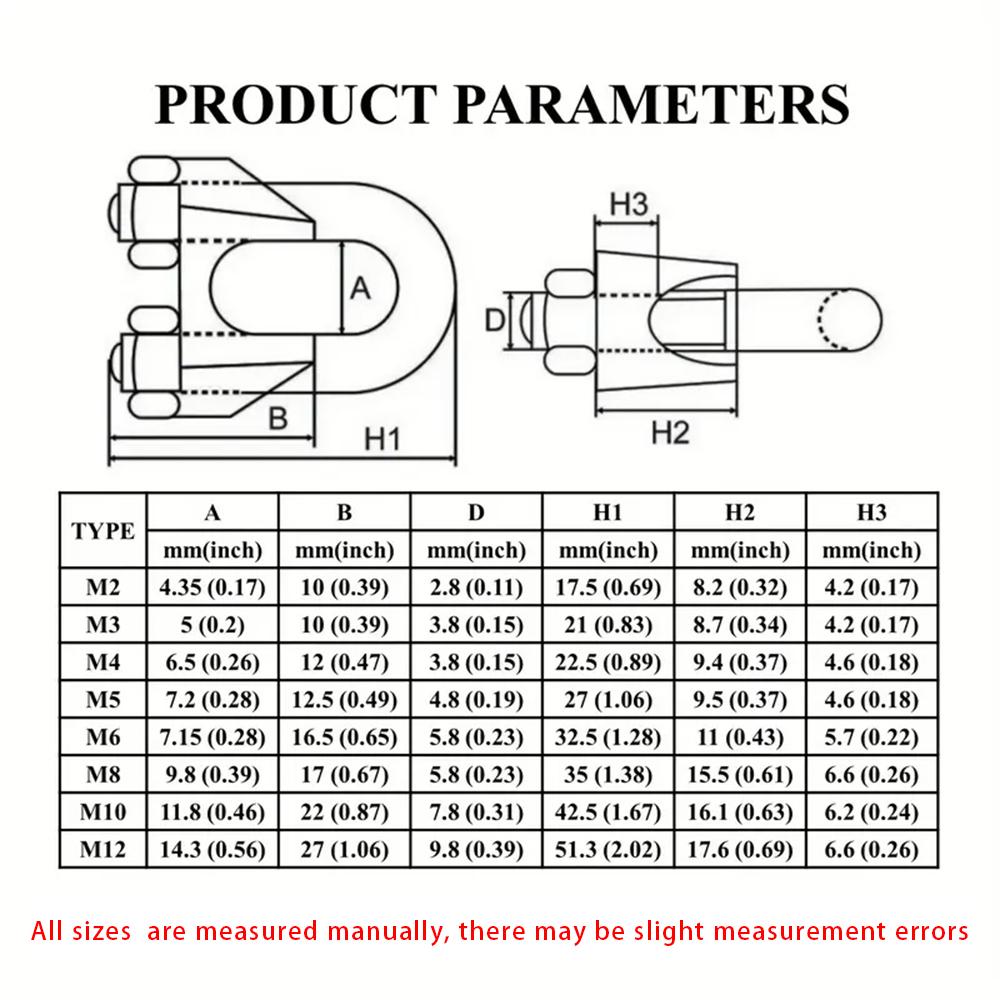 U-Shaped Cable Clips M2 M3 M4 M5 M6 M8 M10 Wire Clamp,Metal Clip,Hardware Rigging,Hardware Accessories,304 Stainless Steel
