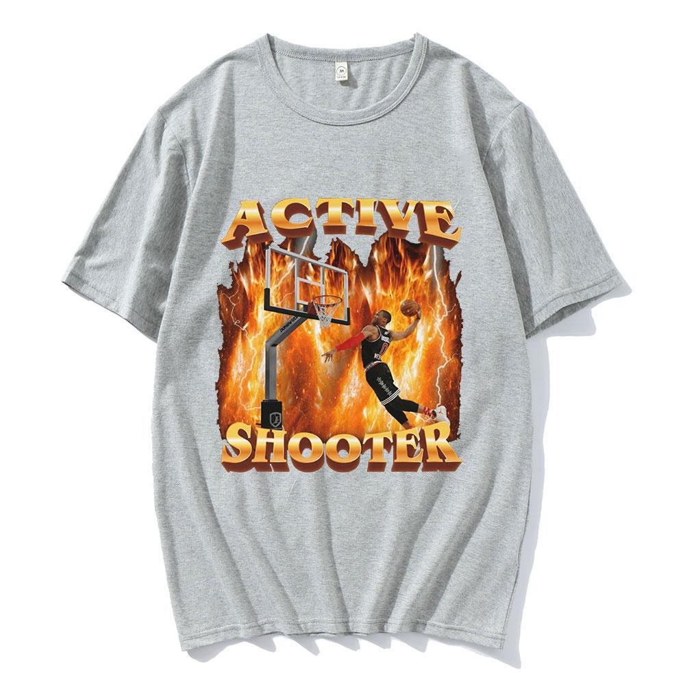 Tričko s vtipným memem Active Shooter Pánská móda Vintage Trička s krátkým rukávem Bavlna Ležérní Oversized Harajuku Trička