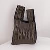 Plaid Mini Women Girls Casual Shopping Bags Knit Tote Bag Handmade Knot Wrist Bag