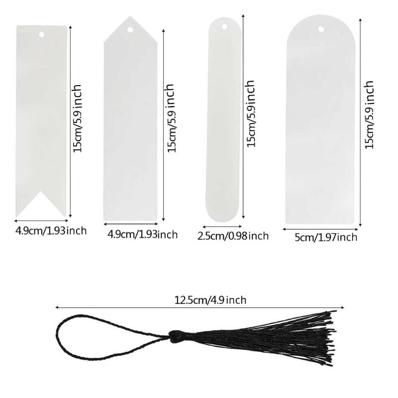 30 Pcs Clear Acrylic Craft Bookmark with Tassels for DIY Sublimation Projects