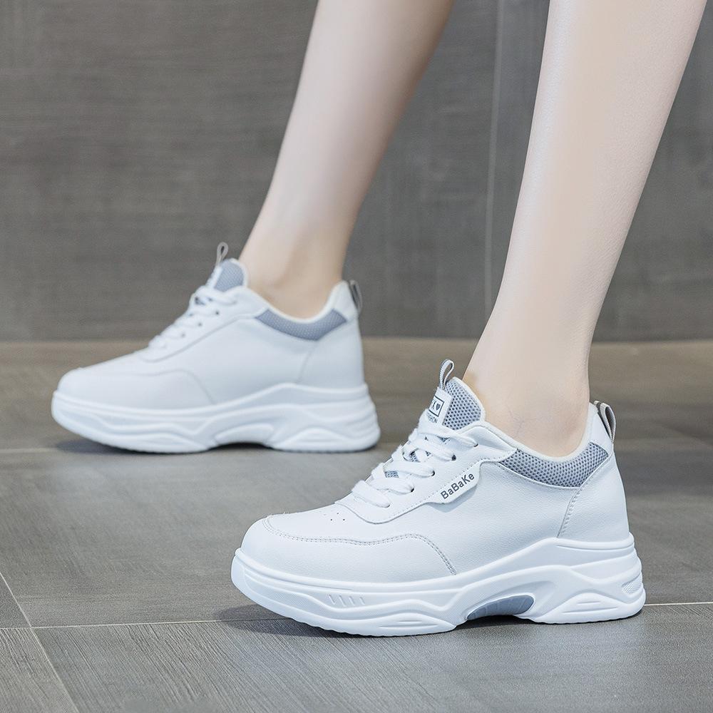 2026 Spring New White Shoes Women's Shoes Thick Soled Casual Sports Shoes Travel Shoes Dad Shoes