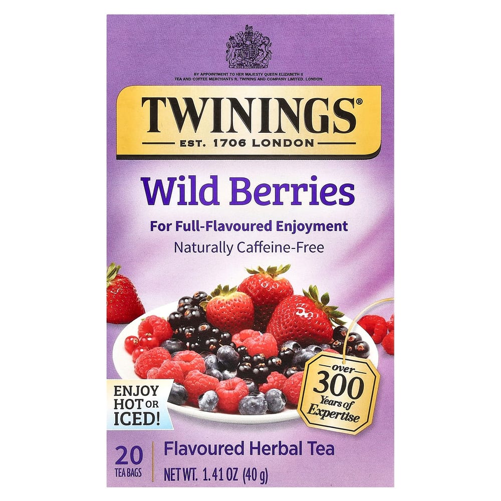 Twinings Wild Berry Herbal Tea, Caffeine-Free, 20 Tea Bags, 1.41 oz (40g)