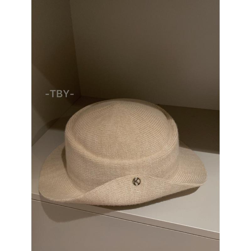 Retro stickad krullad topphatt Fiskarhatt Damhöst och Vinter Bergsklättringshatt Bassänghatt