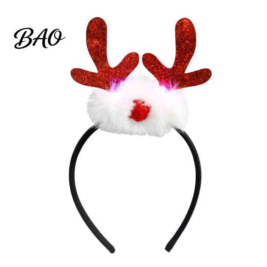 Glowing Christmas Tree Headband Light Up Headbands, Shiny Glitter Santa Hat Reindeer Antler Hairbands, Holiday Accessories for Parties LED Xmas