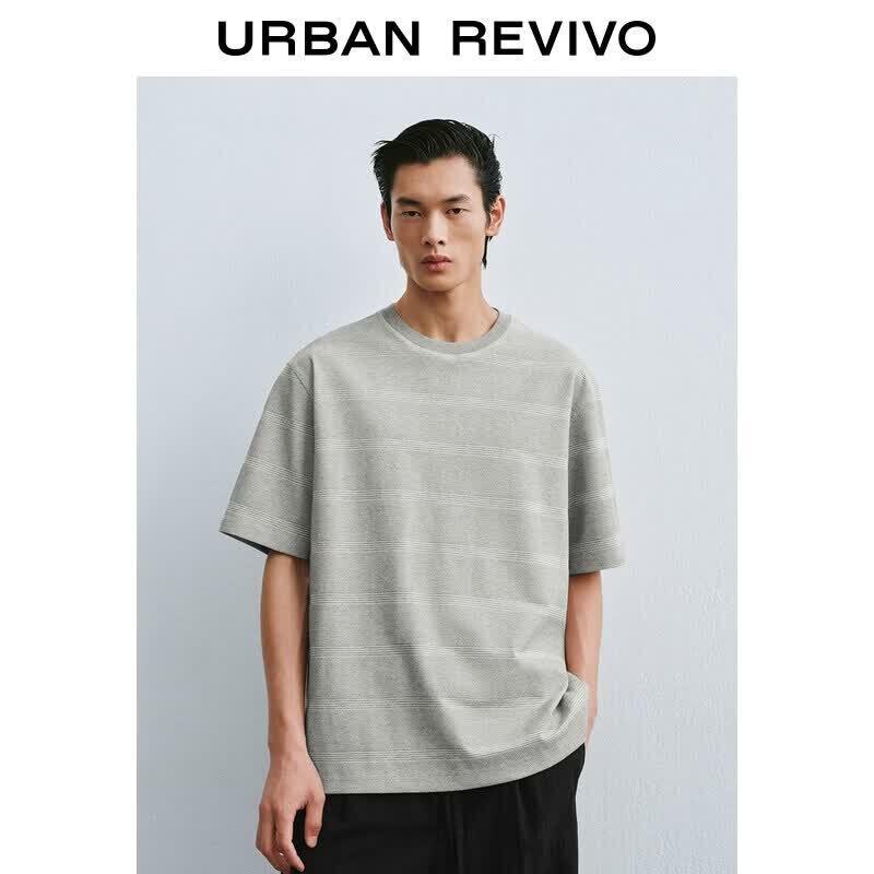 UR2026 Men s Fashion Textured Crew Neck Short Sleeve T-Shirt M