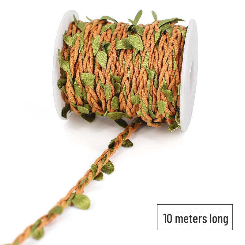 10m DIY Rattan Green Leaves with Hemp Rope for Kindergarten Decor
