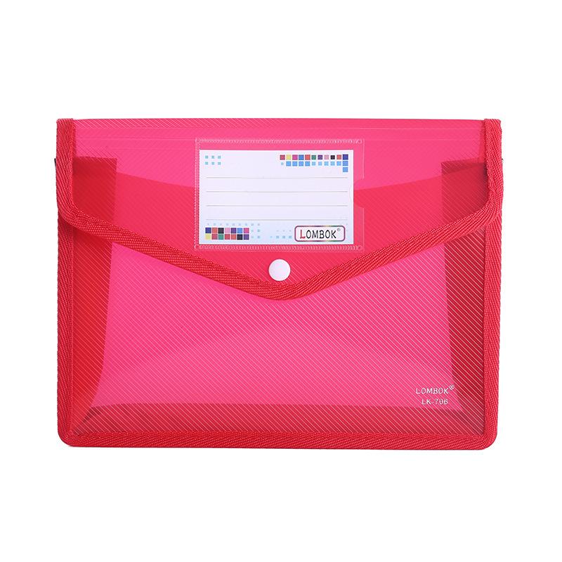 Colorful File Folder with Label Pocket Horizontal Snap Button Portable Examination Paper Document File Organizer Bag School Supplies