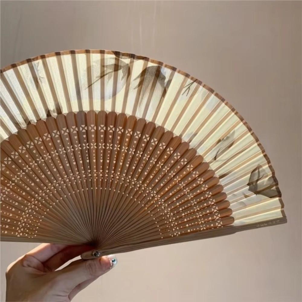 With Tassel Folding Hand Fan Hollowed-out Classical Handheld Fan Dance Fan Dance Performance