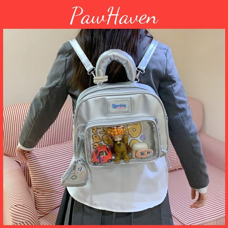 Backpack Cute Transparent Layer With Inner Zipper Pocket Pu Material For School