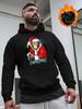 Unisex Fleece-Lined Hooded Sweatshirt, Sherpa Lined Warm, Santa Claus Monkey Christmas Print, Fall Winter Fleece Sweatshirt, Unisex Christmas Gift, Su
