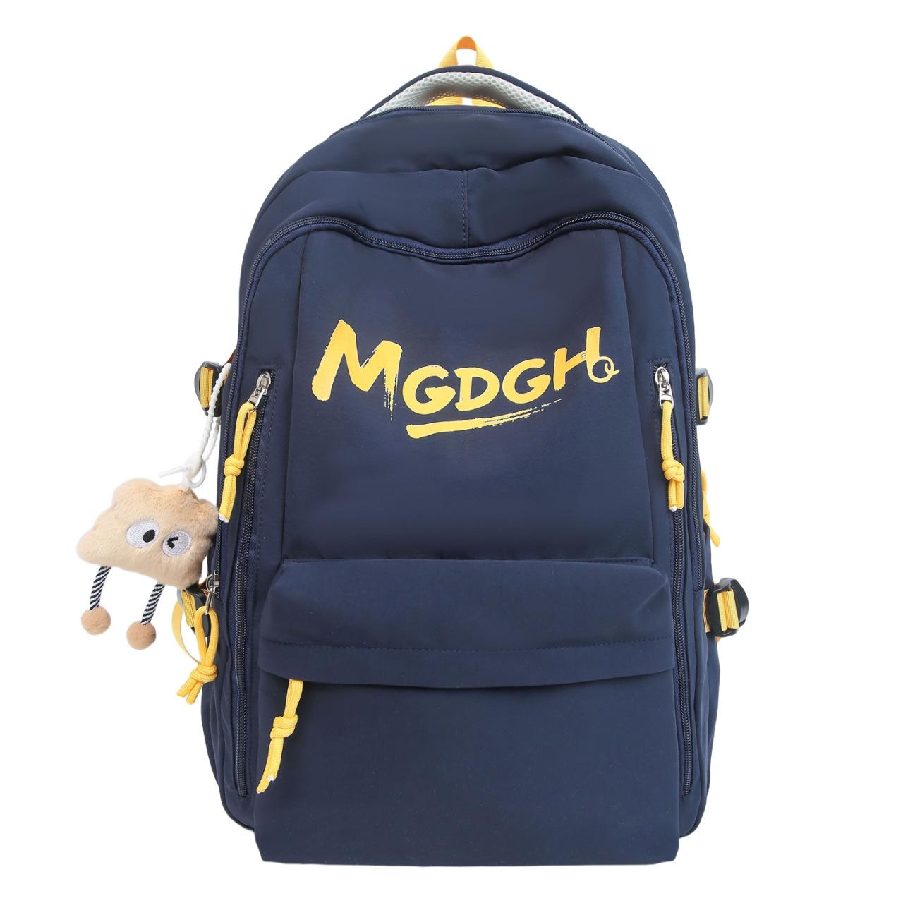 

American Schoolbag: Trendy, Large Capacity, Nylon Backpack with Cross-border Letter Print Without Pendant синій