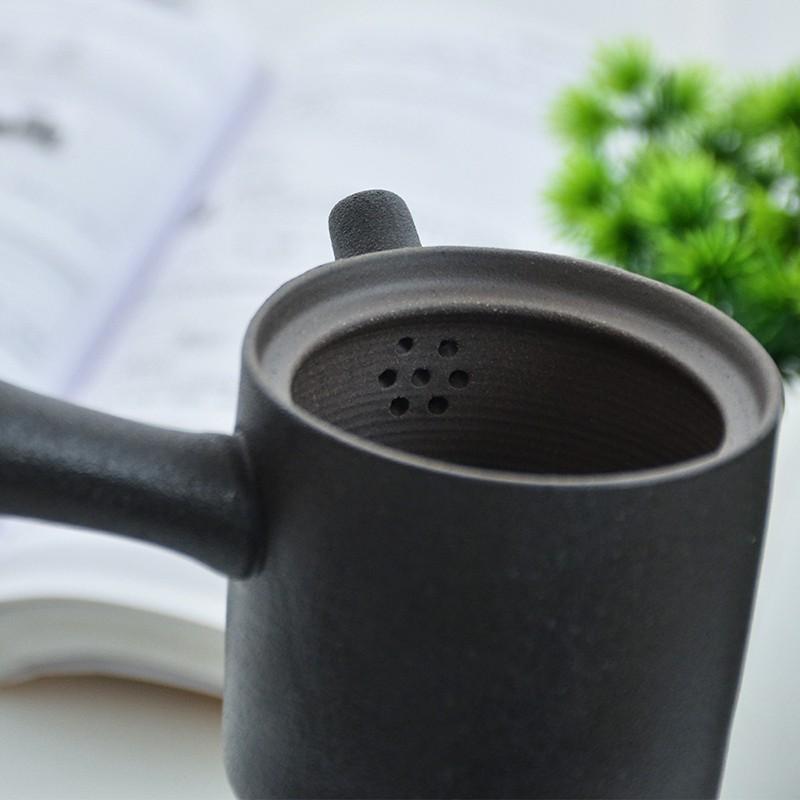 175ml Japanese Style Ceramic Side Handle Teapot Black Pottery Kung Fu Tea Set