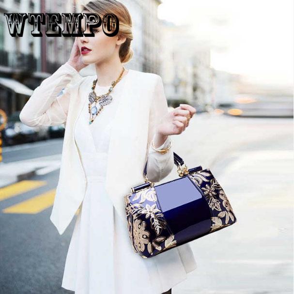 Dámské banketové párty svatební kabelky Dámská kožená taška s výšivkou květin Dámská taška přes rameno Tote