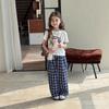 Girls' Cute Cartoon Top & Plaid Pants Set - Summer 2026 Edition