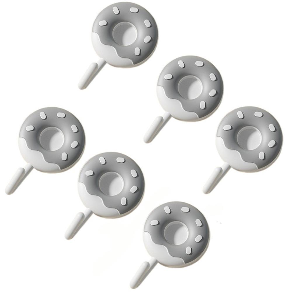 6Pcs Self-adhesive Donut Shape Hooks Wall Mounted Clothes Hanger Creative Key Holder  for Home