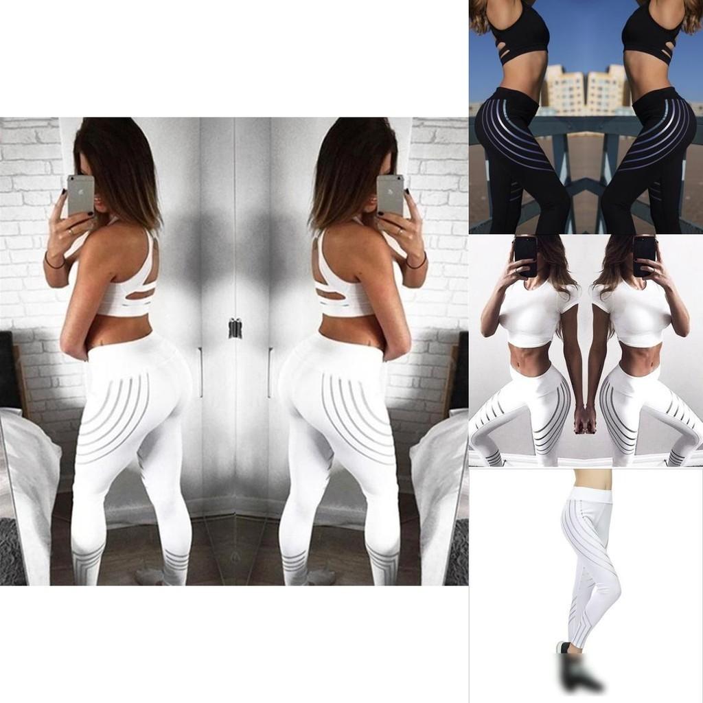 High Waist Women Leggings Reflective Strip Workout Trousers Yoga Pants Sport Fitness Sexy