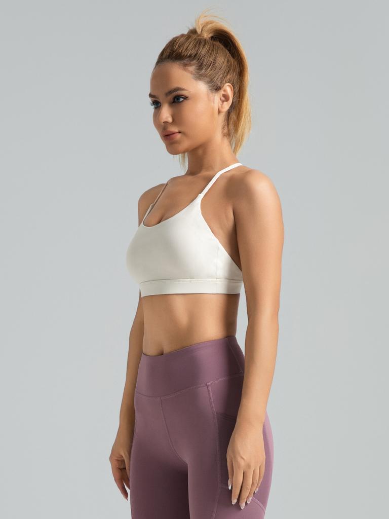 Sport-BH mit hohem Elastikanteil, Neckholder und integriertem Brustpolster für Yoga und Fitness