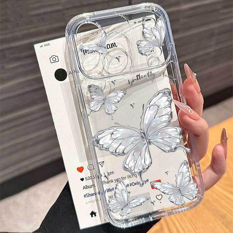 Gold Butterfly Transparent Phone Case For Samsung Galaxy A57 A56 5G A36 A26 A16 A07 A55 A15 A54 S26 S25 Ultra S24 S23 Plus FE